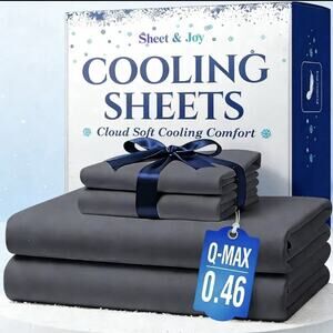 Bamboo Cooling Sheets, Full-Size In Medium Color, Gray Brand New